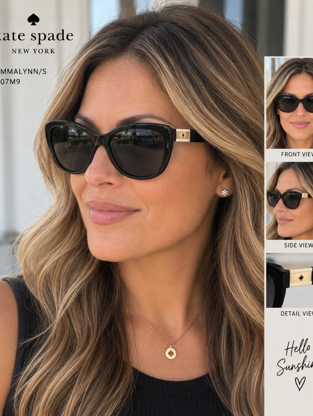 Kate Spade Emmalynn/S Black Cat-Eye Polarized Sunglasses 54-17-140
